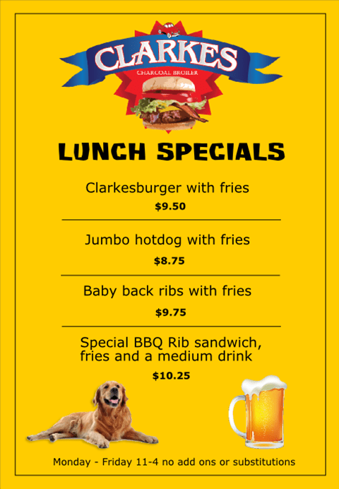 Lunch Specials Menu