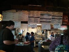 restaurant interior with menu